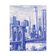 New York City Toile Art – Blue Scenic Skyline Matte Canvas Printify