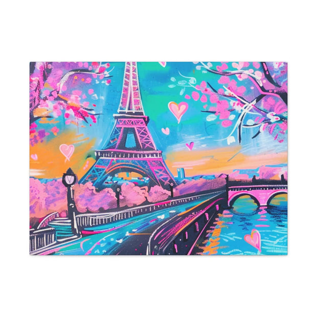 Pink Paris Eiffel Tower Dreamy Matte Canvas Art LavenderCeleste
