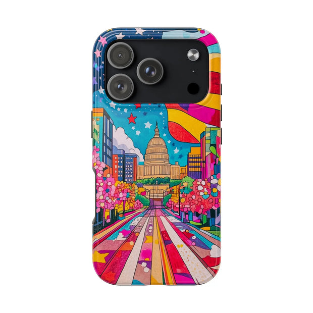 Washington DC Psychedelic Capitol Rainbow Tough Phone Case LavenderCeleste