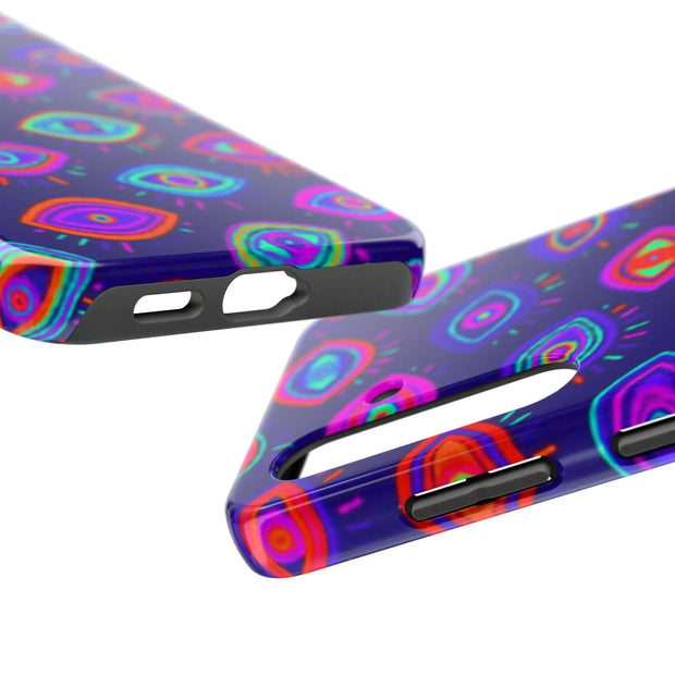 Trippy Neon Evil Eye Protective Tough Phone Case LavenderCeleste