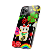 Lucky Symbols Tough Phone Case – 777 Dice Rainbow Maneki Neko Design - LavenderCeleste