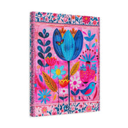 Whimsical Pink Blue Floral Matte Canvas Art - LavenderCeleste