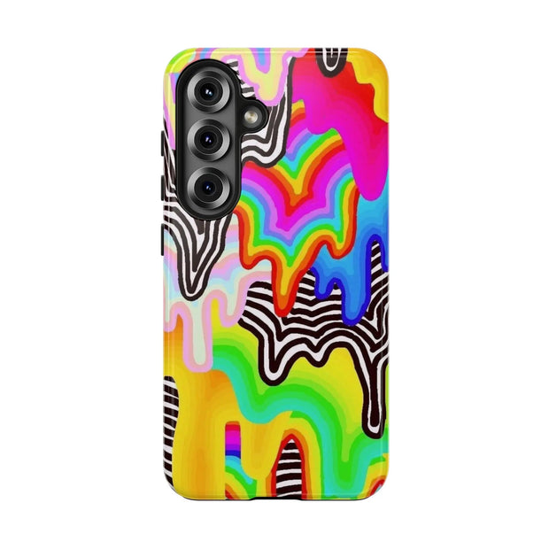 Psychedelic Rainbow Drip Tough Phone Case LavenderCeleste