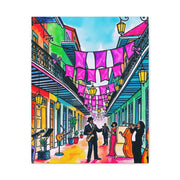Vibrant New Orleans Jazz Street Matte Canvas – French Quarter Music Scene Printify