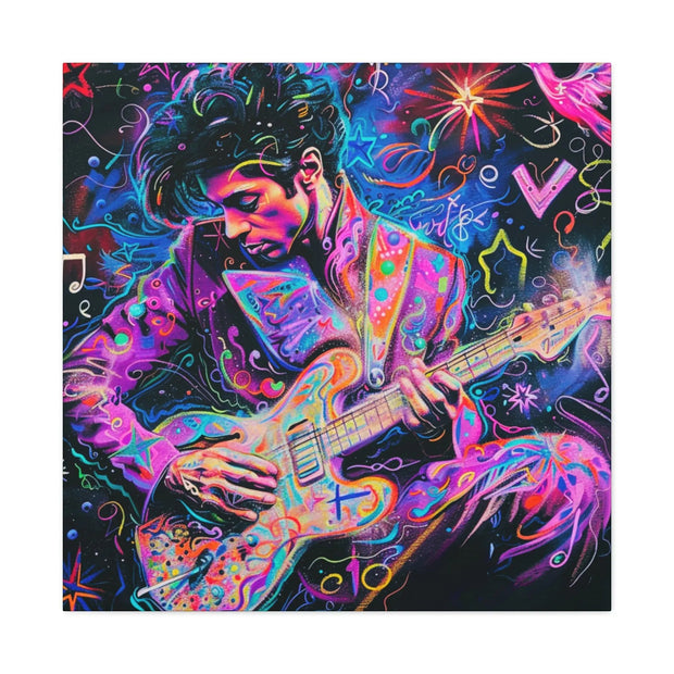Electric Purple Guitar Legend Matte Canvas Art Printify