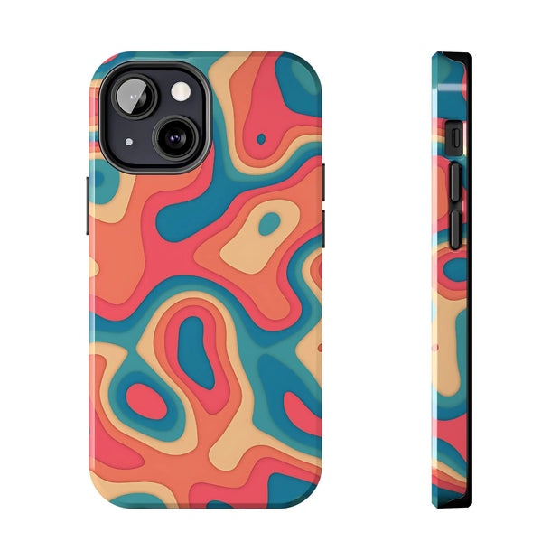 Retro Coral Abstract Mid-Century Tough Phone Case LavenderCeleste