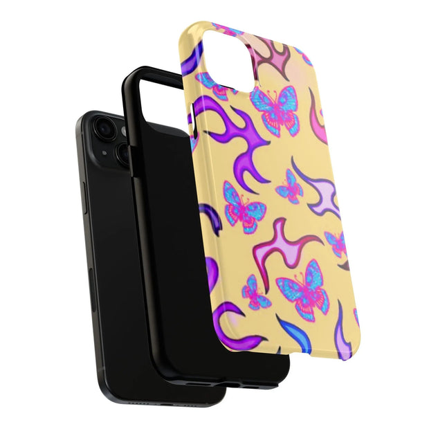 Y2K Butterfly Flames Retro Tough Phone Case LavenderCeleste