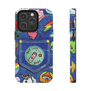 Retro Kidcore Denim Patch Tough Phone Case LavenderCeleste