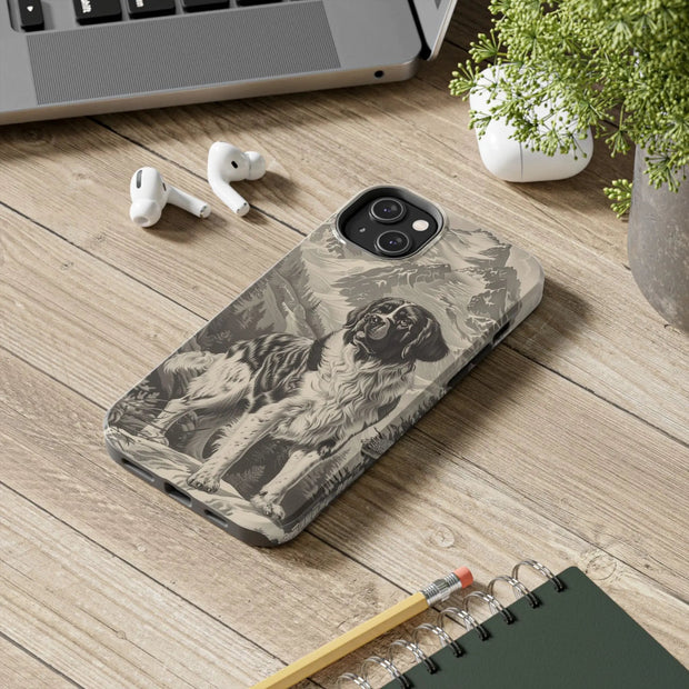 Saint Bernard Toile de Jouy Vintage Tough Phone Case LavenderCeleste