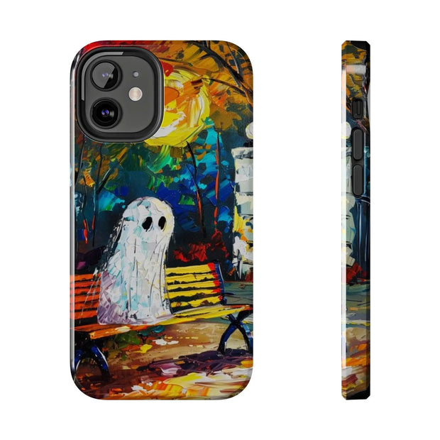 Lonely Ghost Tough Phone Case – Abstract Fall Park Bench Painting
