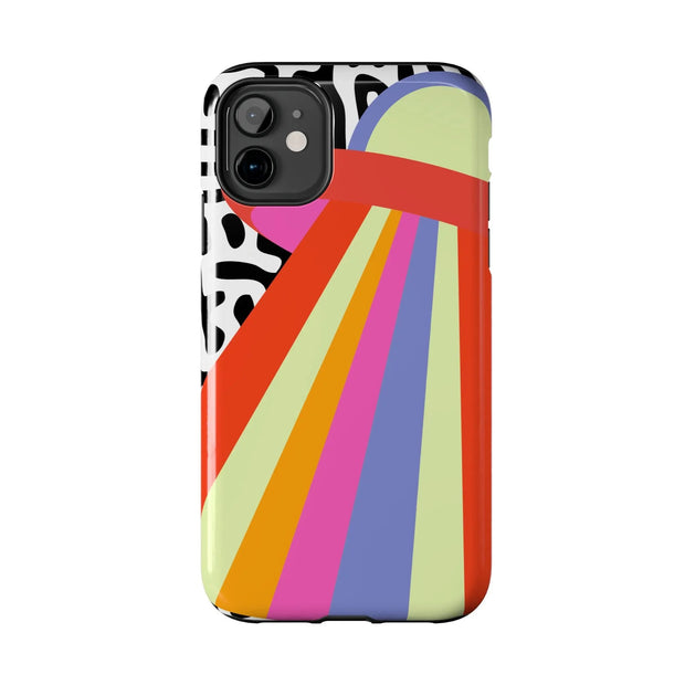 Retro Mod UFO Rainbow Beam Tough Phone Case LavenderCeleste