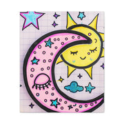Kawaii Sun and Moon Doodle Matte Canvas Art Print LavenderCeleste