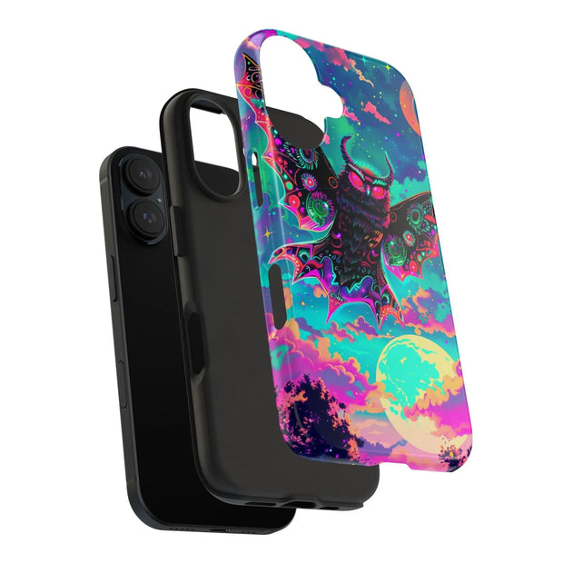 Mothman Tough Phone Case – Psychedelic Neon Cryptid Aesthetic - LavenderCeleste