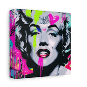 Marilyn Monroe Graffiti Matte Canvas – Neon Pop Art Street Style Wall Decor - LavenderCeleste