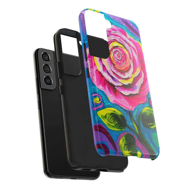 Vibrant Pink Rose Abstract Tough Phone Case LavenderCeleste