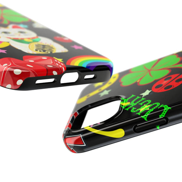 Lucky Symbols Tough Phone Case – 777 Dice Rainbow Maneki Neko Design - LavenderCeleste