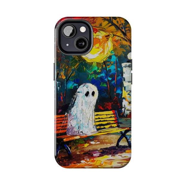 Lonely Ghost Tough Phone Case – Abstract Fall Park Bench Painting