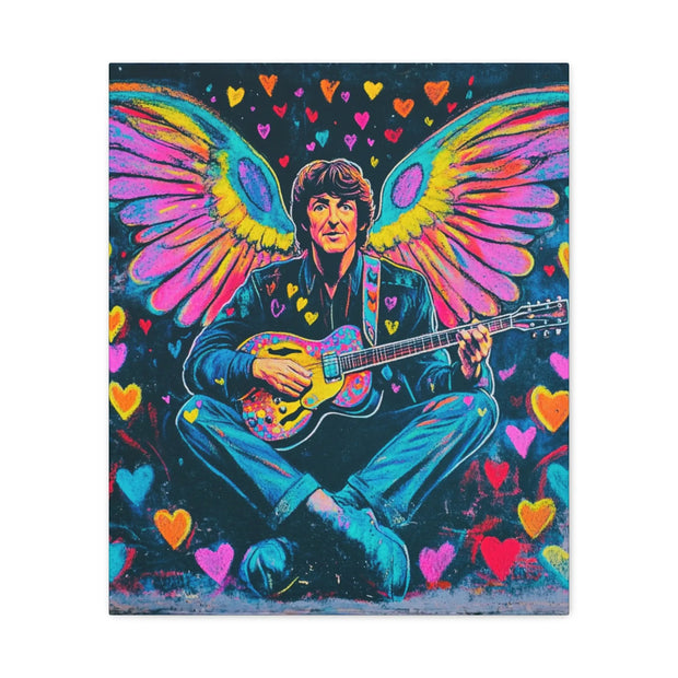 Psychedelic Guitar Angel Matte Canvas Art LavenderCeleste