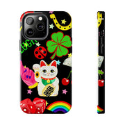 Lucky Symbols Tough Phone Case – 777 Dice Rainbow Maneki Neko Design - LavenderCeleste