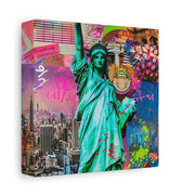 Vibrant New York Collage Matte Canvas – Statue of Liberty Pop Art Printify