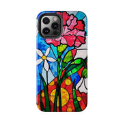 January Carnation Stained Glass Birth Flower Tough Phone Case