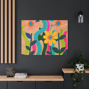 Groovy Paper Cut Flower Matte Canvas Art LavenderCeleste