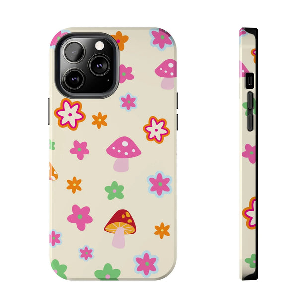 Retro Mushroom Flower Power Tough Phone Case LavenderCeleste