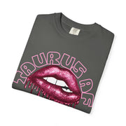 Taurus AF Glitter Lips Zodiac Comfort Colors Tee LavenderCeleste