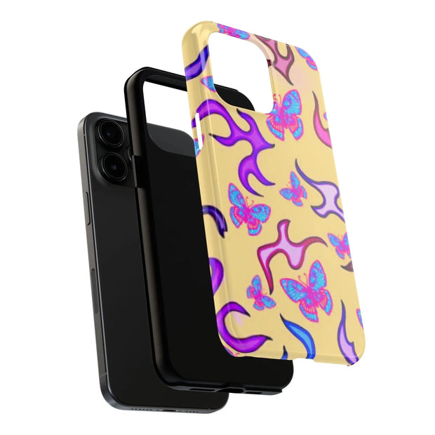 Y2K Butterfly Flames Retro Tough Phone Case LavenderCeleste