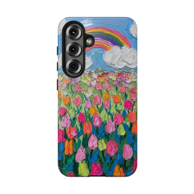 Rainbow Tulip Field Tough Phone Case LavenderCeleste