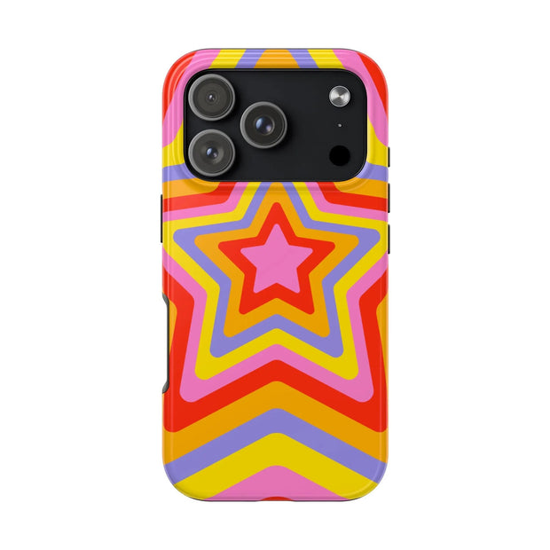 Retro Rainbow Star Groovy Tough Phone Case LavenderCeleste