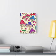 Kawaii Mushroom Cherry Flower Matte Canvas Print LavenderCeleste