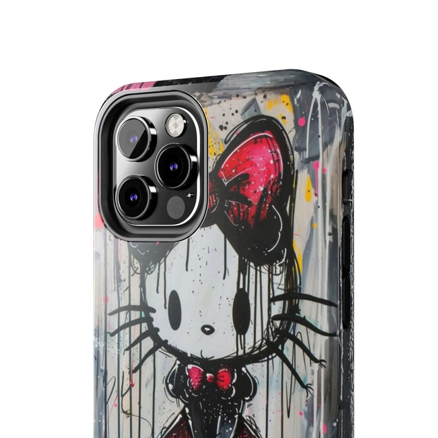 Goth Bow Cat Graffiti Pop Art Tough Phone Case LavenderCeleste