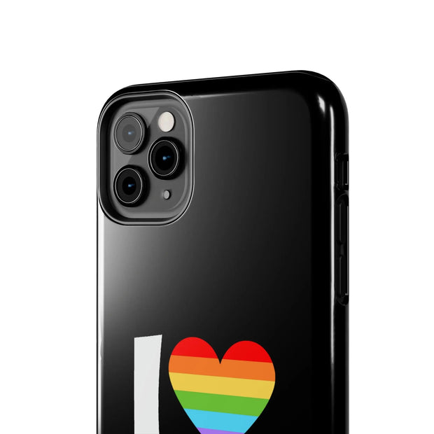I Love Boys Pride Tough Phone Case – LGBTQ+ Rainbow Heart Design