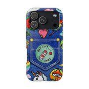 Retro Kidcore Denim Patch Tough Phone Case LavenderCeleste