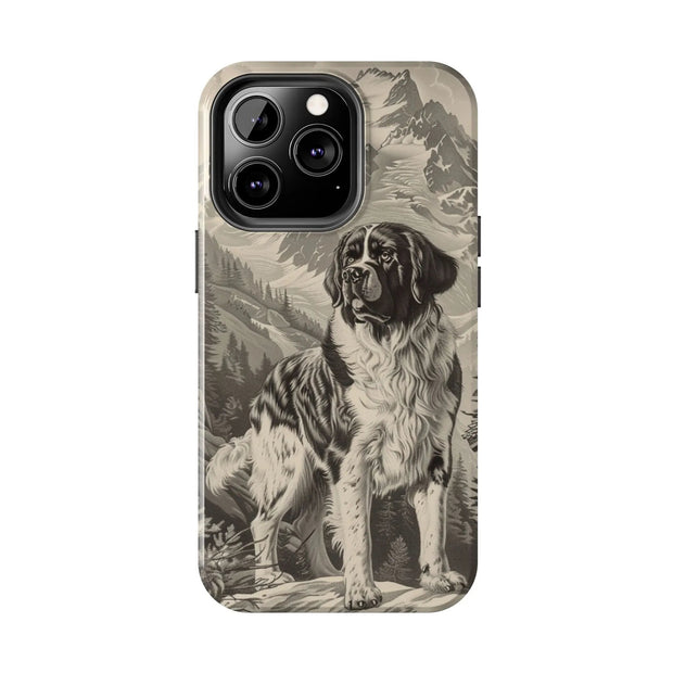 Saint Bernard Toile de Jouy Vintage Tough Phone Case LavenderCeleste