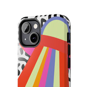 Retro Mod UFO Rainbow Beam Tough Phone Case LavenderCeleste