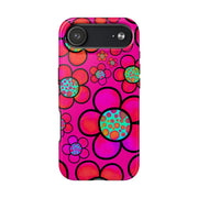 Hot Pink Retro Flower Power Tough Phone Case LavenderCeleste