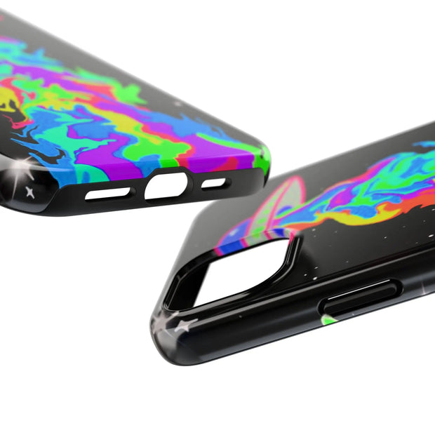 Psychedelic Neon UFO Abduction Tough Phone Case LavenderCeleste