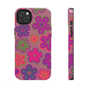 Retro Neon Groovy Flowers Tough Phone Case – 70s Psychedelic Floral Pattern Printify