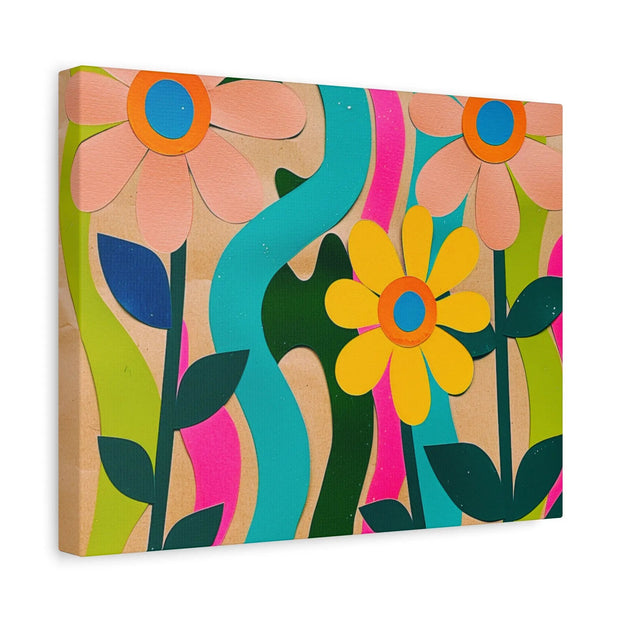 Groovy Paper Cut Flower Matte Canvas Art Printify