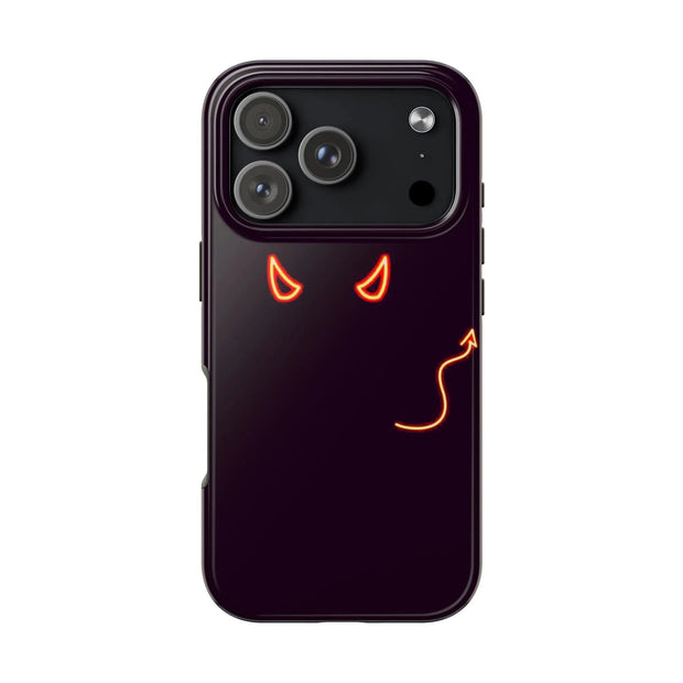 Neon Devil Eyes Tough Phone Case – Minimal Dark Glow Aesthetic Printify