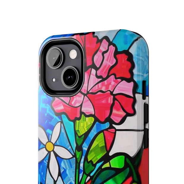January Carnation Stained Glass Birth Flower Tough Phone Case