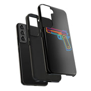 Neon Rainbow Gun Tough Phone Case – Bold Retro Vaporwave Aesthetic LavenderCeleste