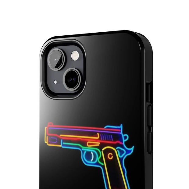 Neon Rainbow Gun Tough Phone Case – Bold Retro Vaporwave Aesthetic Printify
