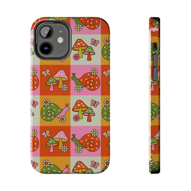 Retro Groovy Snail and Mushroom Tough Phone Case LavenderCeleste