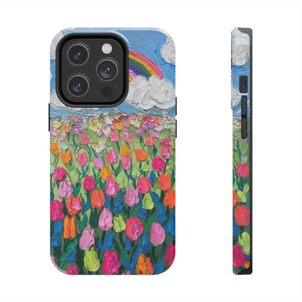 Rainbow Tulip Field Tough Phone Case LavenderCeleste