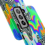 Trippy Technicolor Drip Retro Tough Phone Case LavenderCeleste