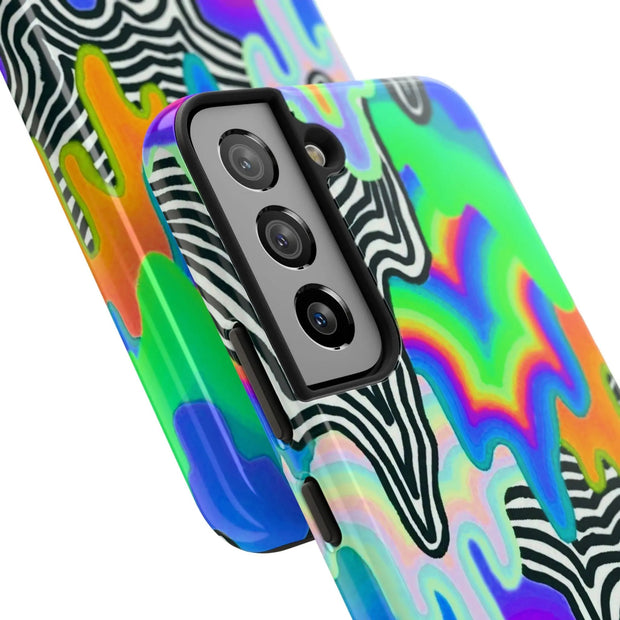 Trippy Technicolor Drip Retro Tough Phone Case LavenderCeleste