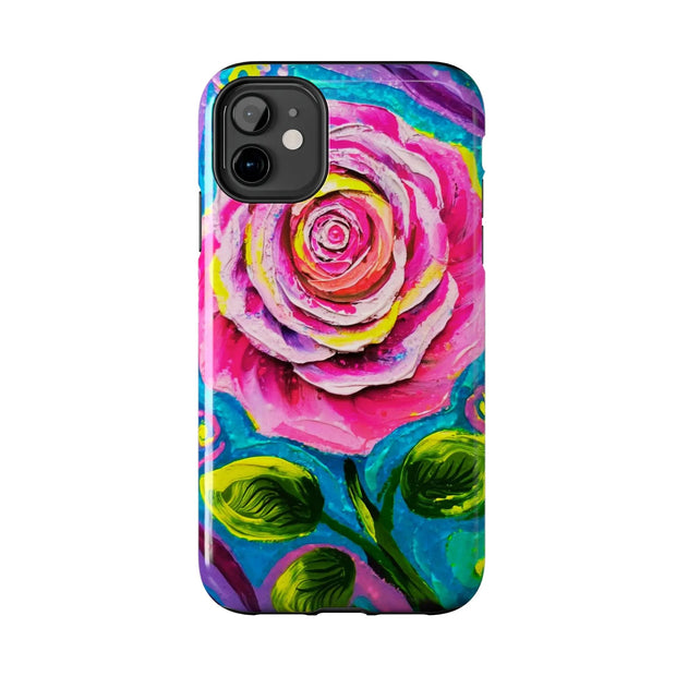 Vibrant Pink Rose Abstract Tough Phone Case LavenderCeleste
